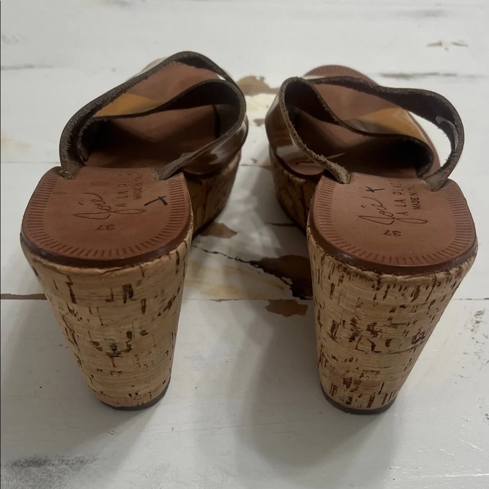 Joie Tan Cross-Strap Wedges